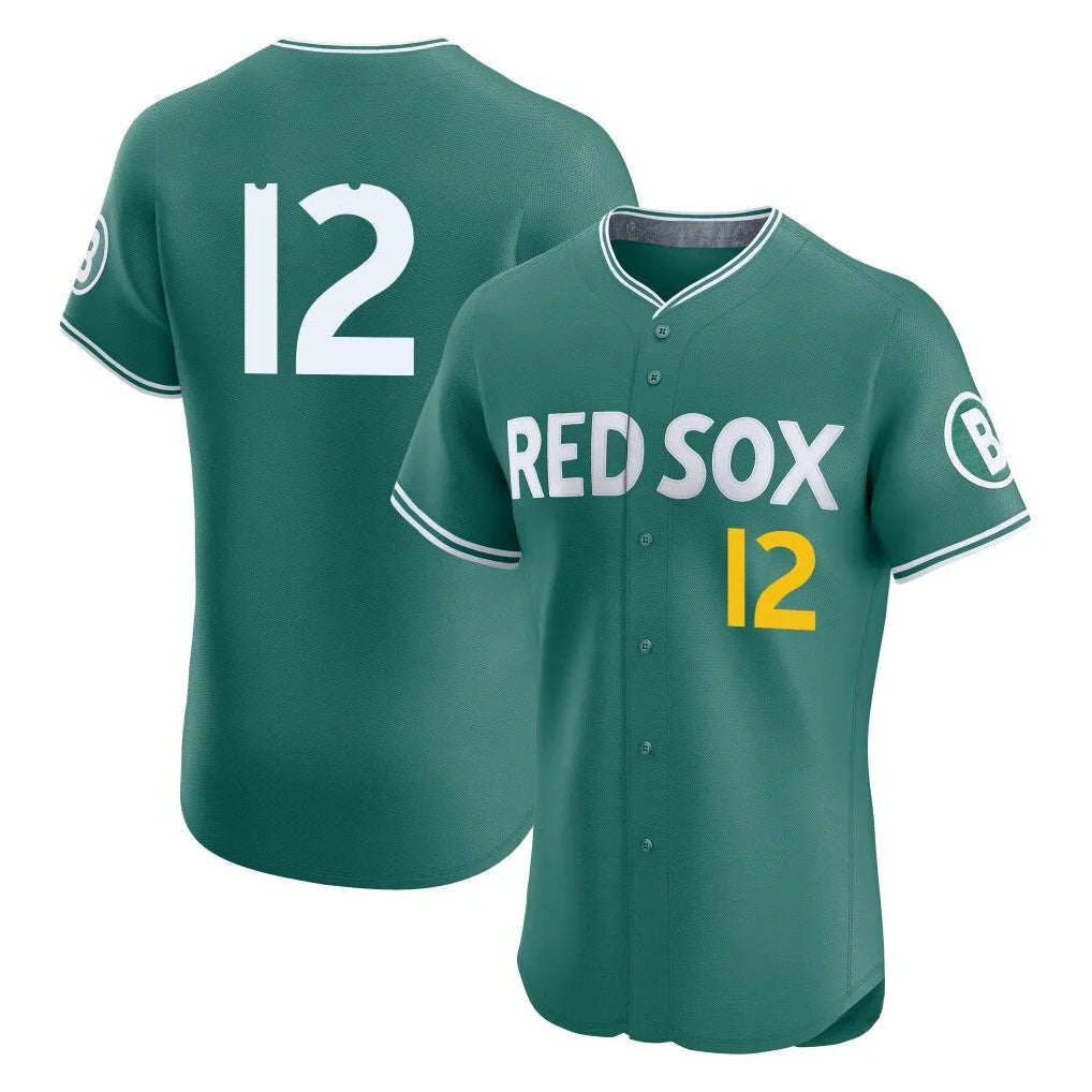 Boston Red Sox #12 Connor Wong Player Green CONTON City Connect Limited Elite Home Game Stitched Jerseys1