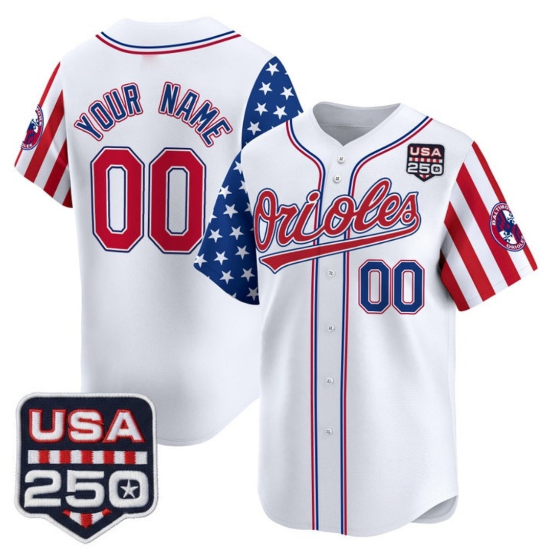 Custom Baltimore Orioles America 250 Edition Vapor Premier Limited White CONTON Stitched Jerseys