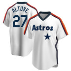 Houston Astros #27 Jose Altuve Player White CONTON Cooperstown Collection T-shirt Stitched Jerseys