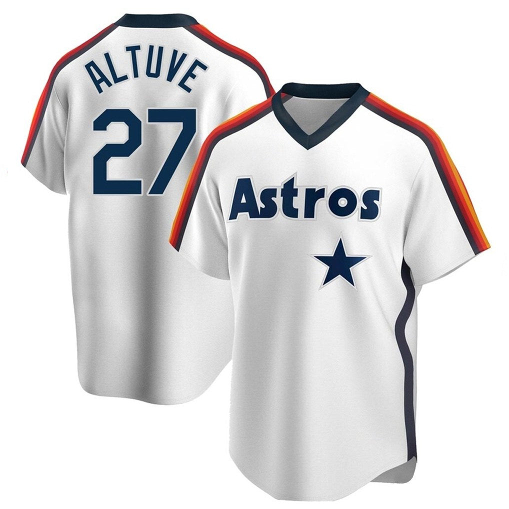 Houston Astros #27 Jose Altuve Player White CONTON Cooperstown Collection T-shirt Stitched Jerseys