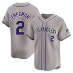 Colorado Rockies #2 Tyler Freeman Player Gray CONTON Limited Home Stitched Jerseys