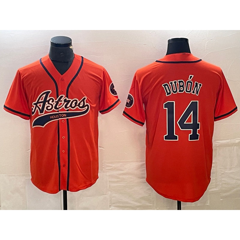 Houston Astros #14 Mauricio Dubon Orange CONTON With Patch Cool Base Stitched Jersey