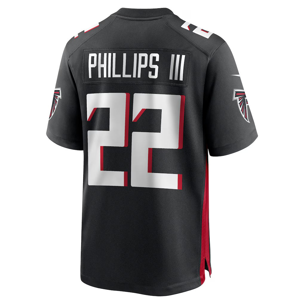 A.Falcons #22 Clark Phillips III Black CONTON Team Game Jersey