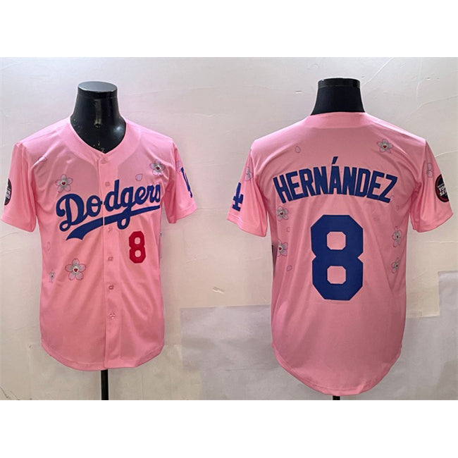 Los Angeles Dodgers #8 Enrique Hernandez Pink CONTON 2025 Tokyo Series Limited Stitched Jersey
