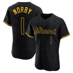 Miami Marlins #1 Connor Norby Player Black CONTON Snake Skin City Home Limited Elite Stitched Jerseys
