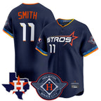 Houston Astros #11 Cam Smith Player Navy CONTON City Connect Texas Patch Vapor Premier Limited Home Stitched Jerseys