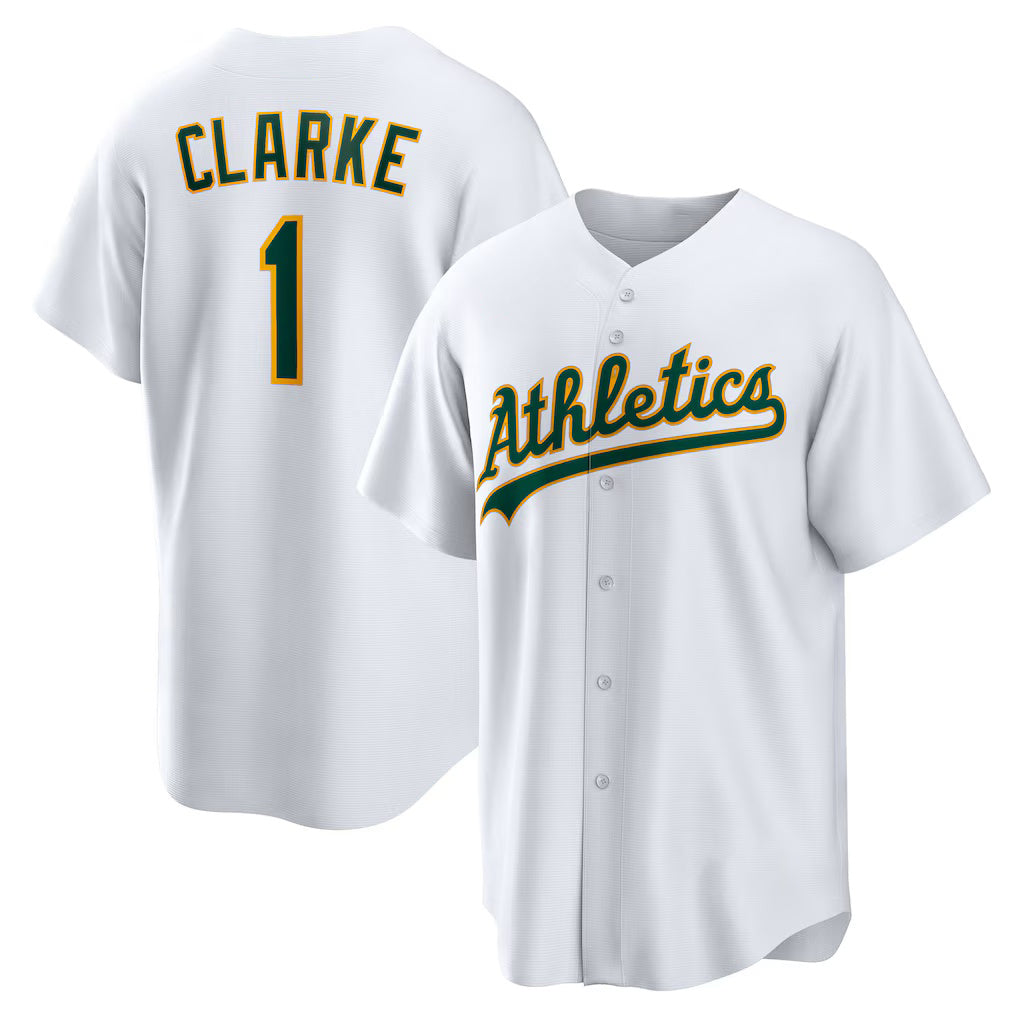 Oakland Athletics #1 Denzel Clarke White CONTON Home Replica Jersey