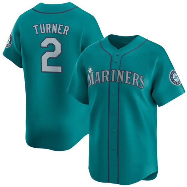 Seattle Mariners #2 Justin Turner Aqua CONTON Alternate Limited Stitched jersey