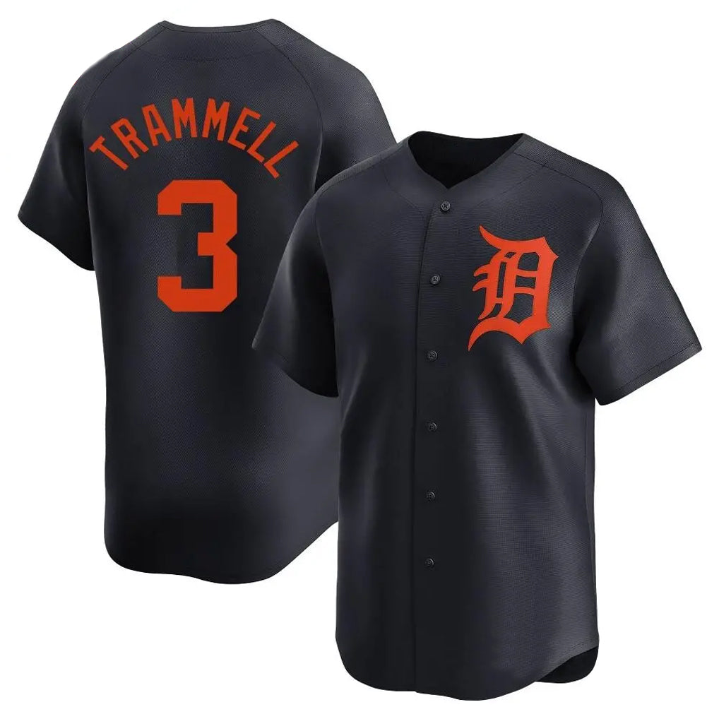 Detroit Tigers #3 Alan Trammell Player Navy CONTON Home Limited Stitched Jerseys