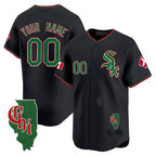 Custom Chicago White Sox Mexico Vapor Premier Limited Jersey ¨C Illinois Patch ¨C Black CONTON