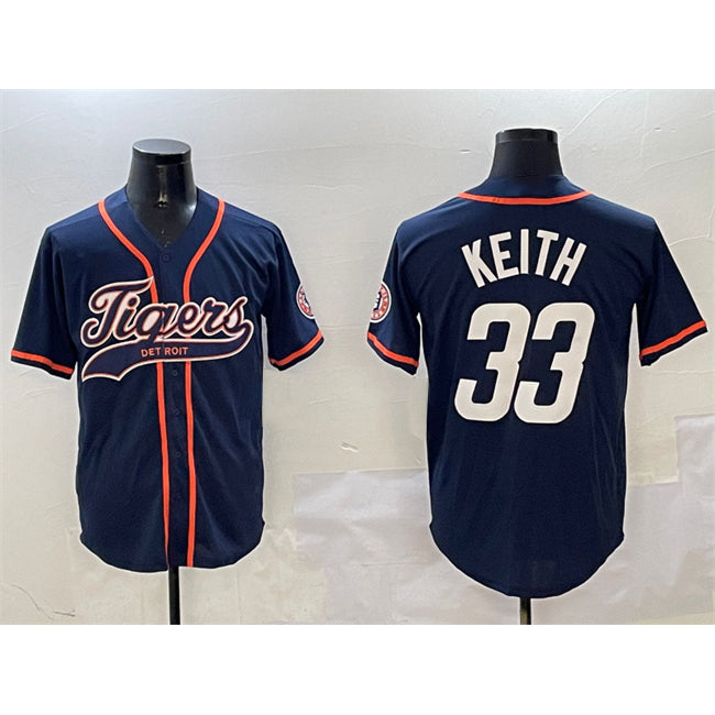 Detroit Tigers #33 Colt Keith Navy CONTON With Patch Cool Base Stitched Jersey