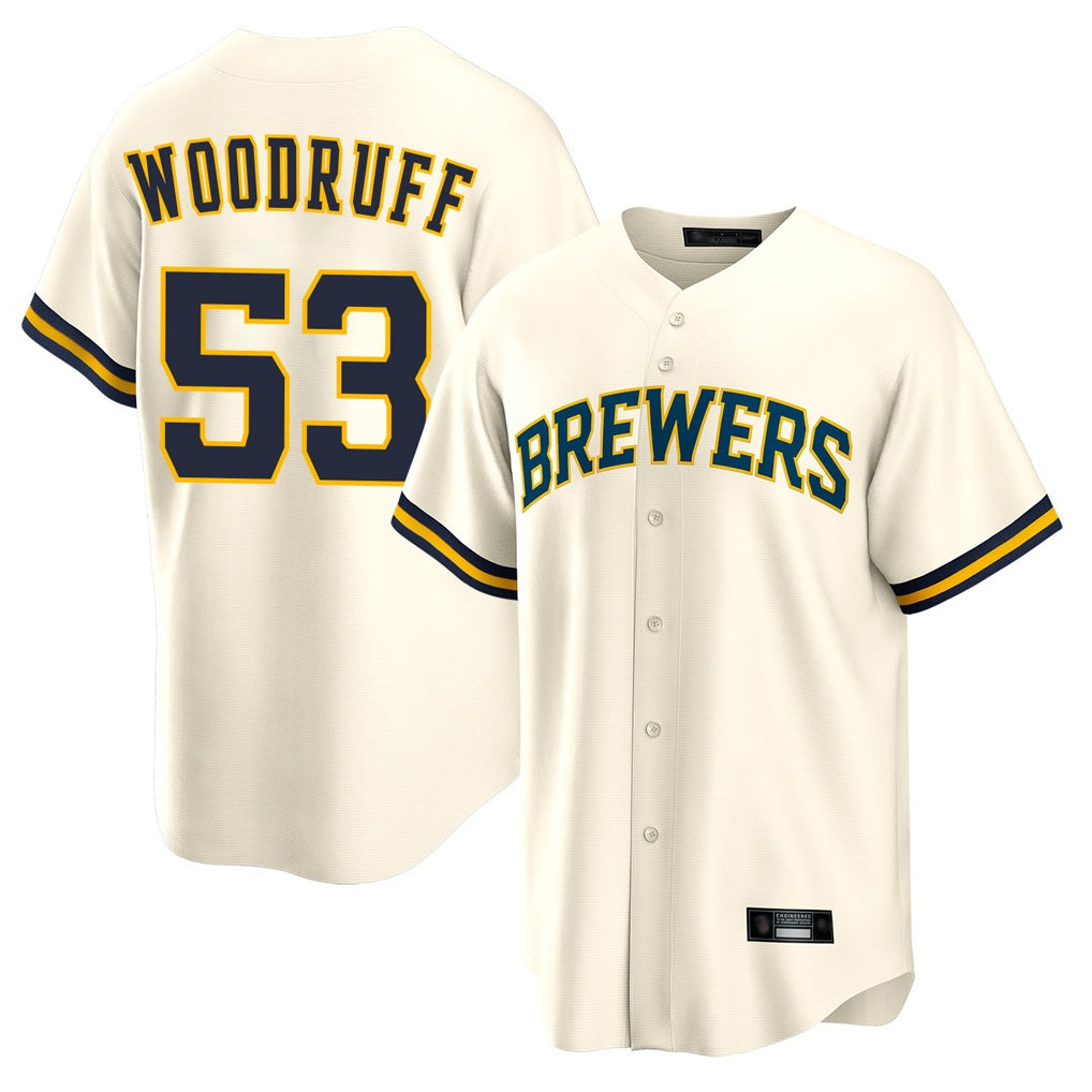 Milwaukee Brewers #53 Brandon Woodruff Player Cream CONTON Home Game Stitched Jerseys