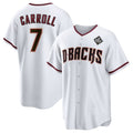 Arizona Diamondbacks #7 Corbin Carroll White CONTON 2023 World Series Cool Base Stitched Jersey 2