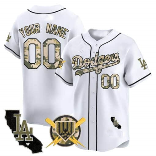 Custom Los Angeles Dodgers Armed Forces Day Vapor Premier Limited Jersey ¨C All Stitched-White CONTON