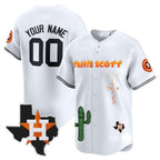 Custom Houston Astros Cactus Jack Patch Vapor Premier Limited Jersey V9 ¨C White CONTON