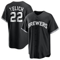 Milwaukee Brewers #22 Christian Yelich Player Black CONTON Game Home Stitched Jerseys