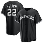 Milwaukee Brewers #22 Christian Yelich Player Black CONTON Game Home Stitched Jerseys
