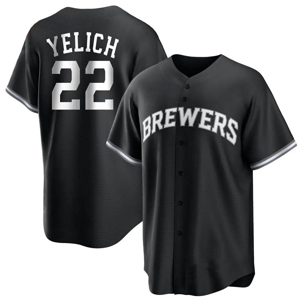 Milwaukee Brewers #22 Christian Yelich Player Black CONTON Game Home Stitched Jerseys