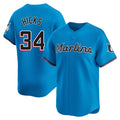 Miami Marlins #34 Liam Hicks Player Blue CONTON Home Limited Stitched Jerseys