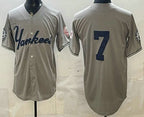 New York Yankees #7 Mickey Mantle Grey CONTON Without Name Limited Jersey