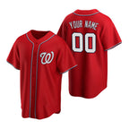 Custom Washington Nationals Red CONTON Stitched Cool Base Jersey