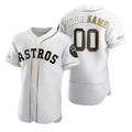 Custom Houston Astros White CONTON Stitched Flex Base Golden Edition Jersey