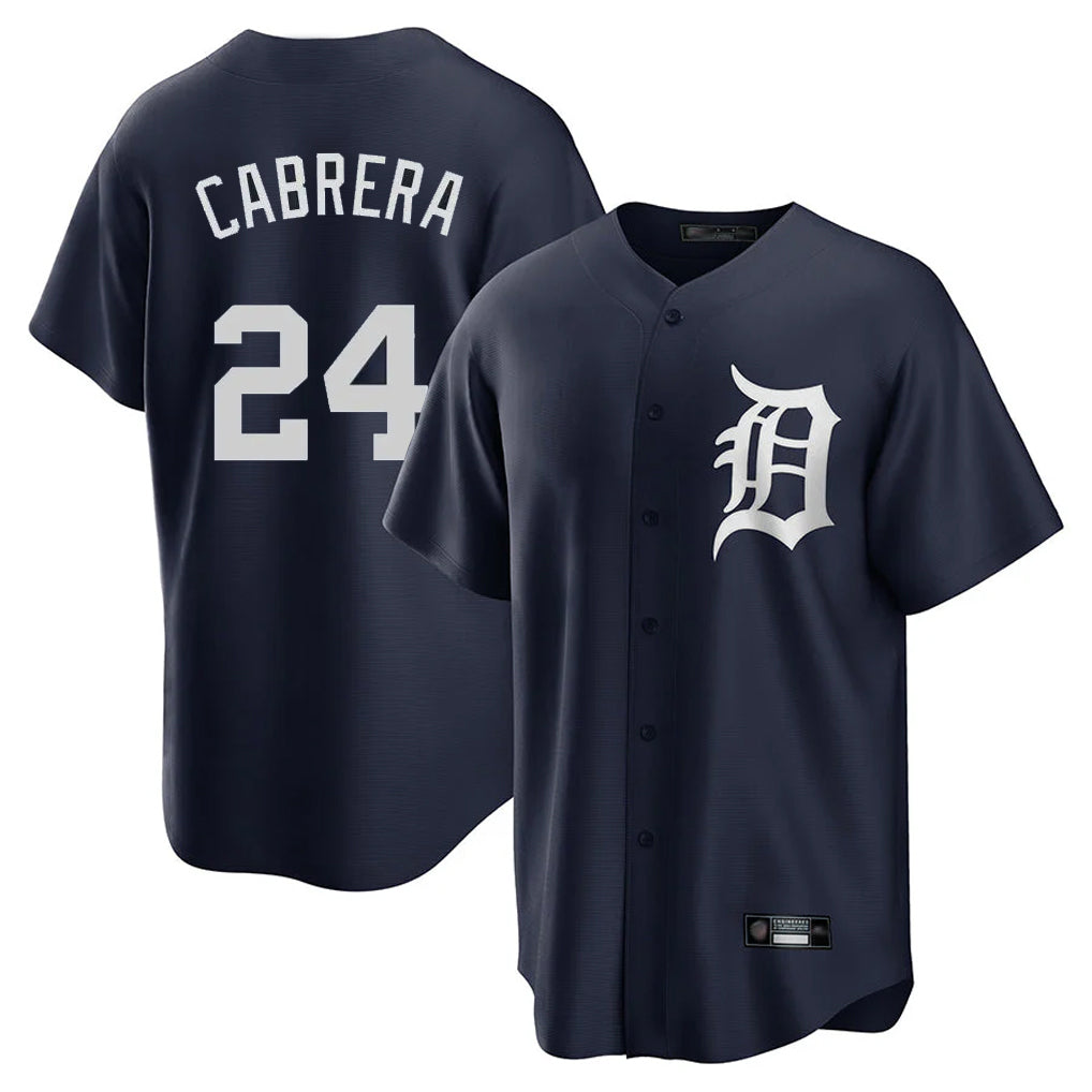 Detroit Tigers #24 Miguel Cabrera Player Navy CONTON Game Home Stitched Jerseys