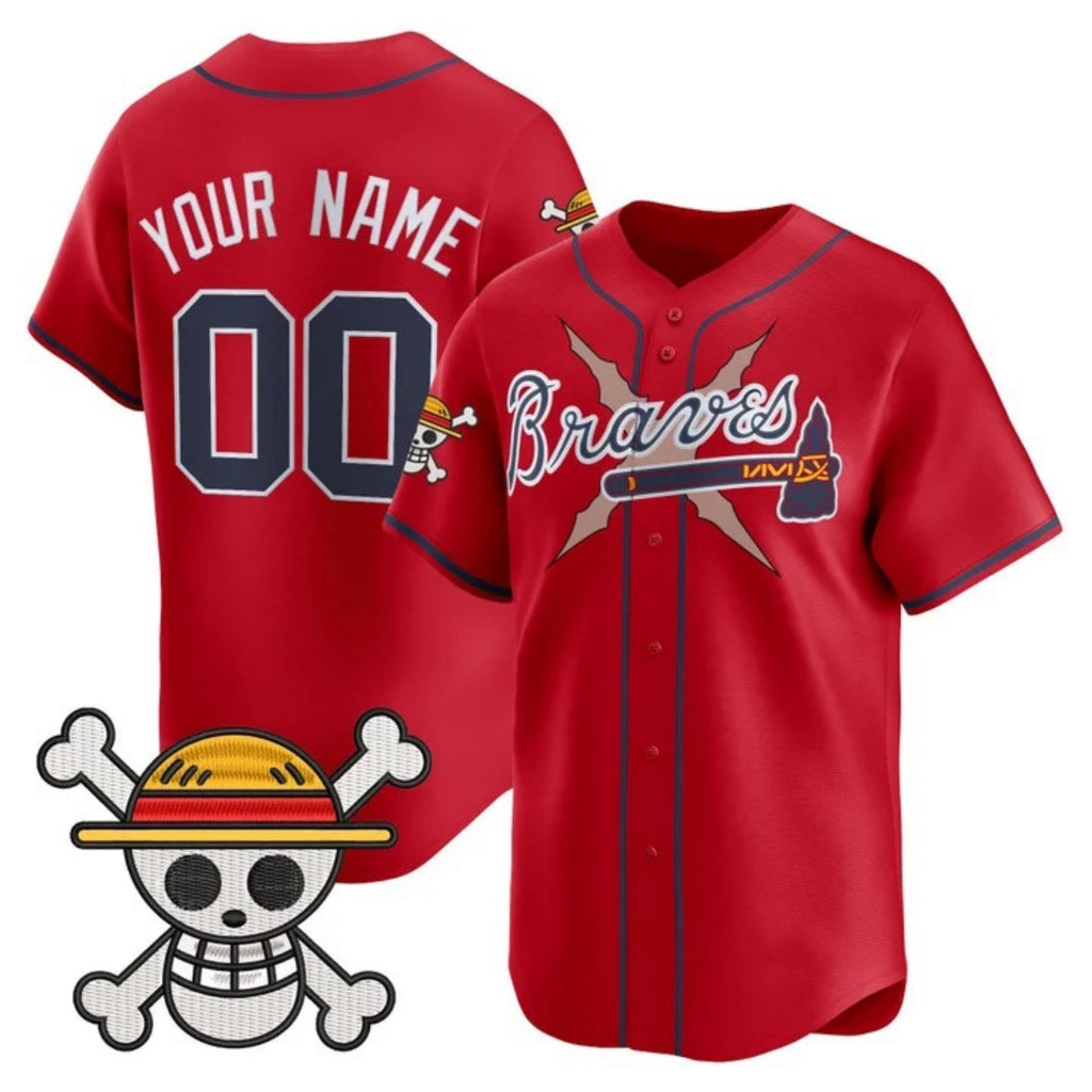 Custom Atlanta Braves x One Piece Red CONTON Vapor Premier Limited Jersey - Stitched