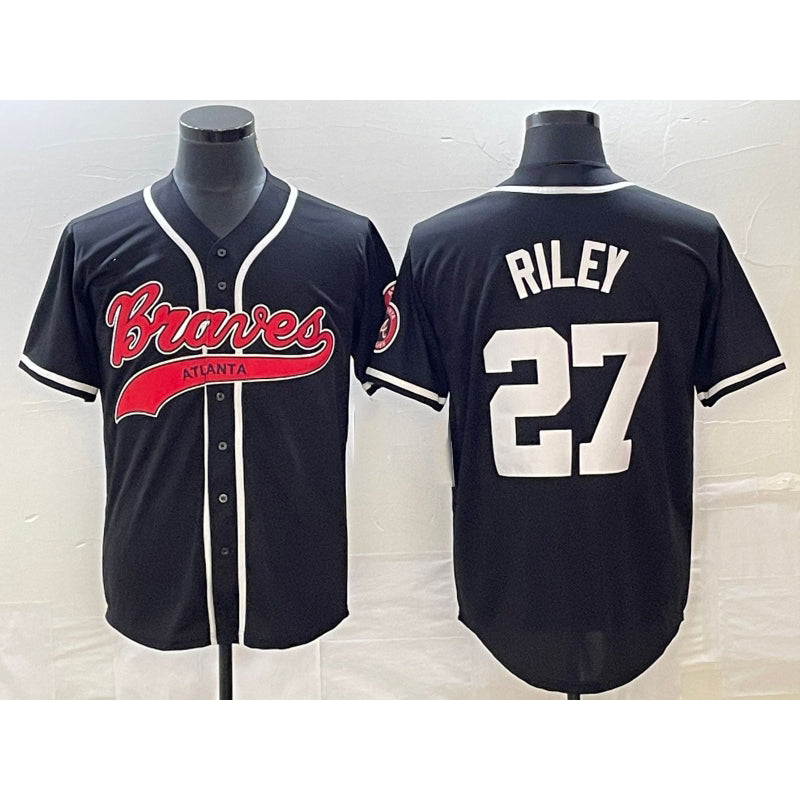 Atlanta Braves #27 Austin Riley Black CONTON Cool Base Stitched Jersey