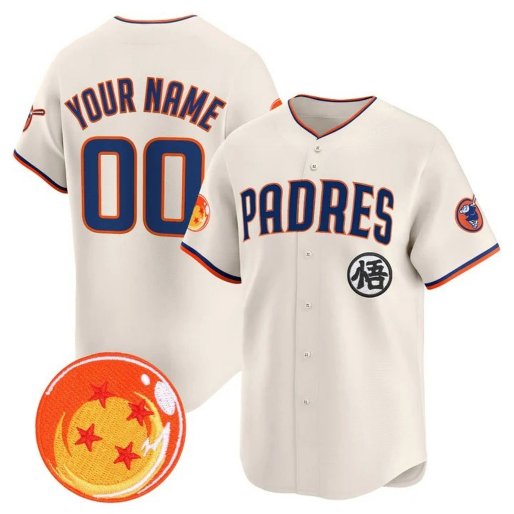 Custom San Diego Padres x Dragon Ball Cream CONTON Vapor Premier Limited Jersey - All Stitched