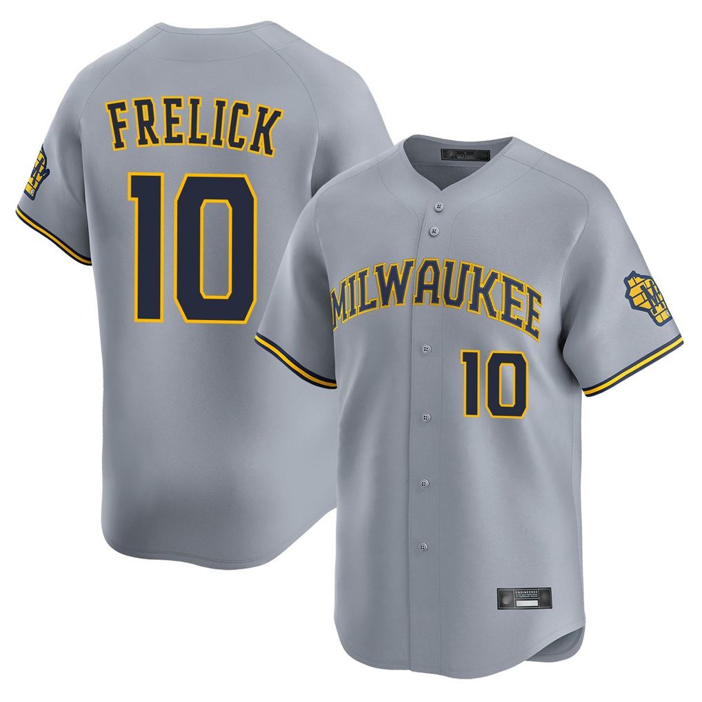 Milwaukee Brewers #10 Sal Frelick Player Gray CONTON Home Limited Stitched Jerseys