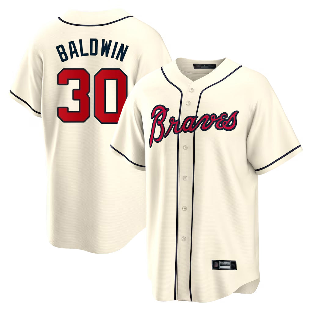 Atlanta Braves #30 Drake Baldwin Player Cream CONTON Home Game Stitched Jerseys