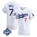 Los Angeles Dodgers #7 Blake Snell Player White CONTON Limited Elite World Series Meet Home Stitched Jerseys