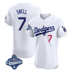Los Angeles Dodgers #7 Blake Snell Player White CONTON Limited Elite World Series Meet Home Stitched Jerseys