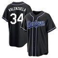 Los Angeles Dodgers #34 Fernando Valenzuela Player Black CONTON Carbon Limited Home Stitched Jerseys