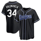 Los Angeles Dodgers #34 Fernando Valenzuela Player Black CONTON Carbon Limited Home Stitched Jerseys