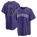 Colorado Rockies #27 Jordan Beck Player Purple CONTON Game Home Stitched Jerseys