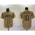 San Diego Padres #10 Jurickson Profar Khaki CONTON Team Logo Cool Base Jerseys
