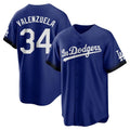 Los Angeles Dodgers #34 Fernando Valenzuela Player Royal CONTON City Connect Home Game Stitched Jerseys