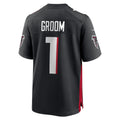 A.Falcons Number #1 Groom Black CONTON Game Jersey