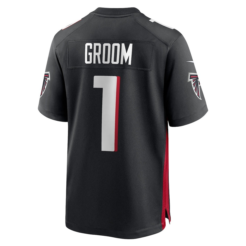 A.Falcons Number #1 Groom Black CONTON Game Jersey
