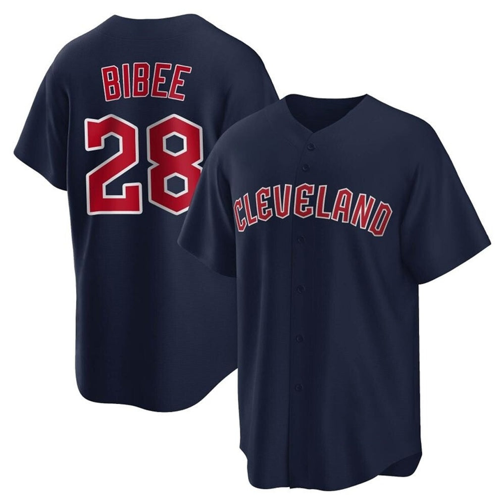 Cleveland Guardians #28 Tanner Bibee Player Navy CONTON Game Home Stitched Jerseys