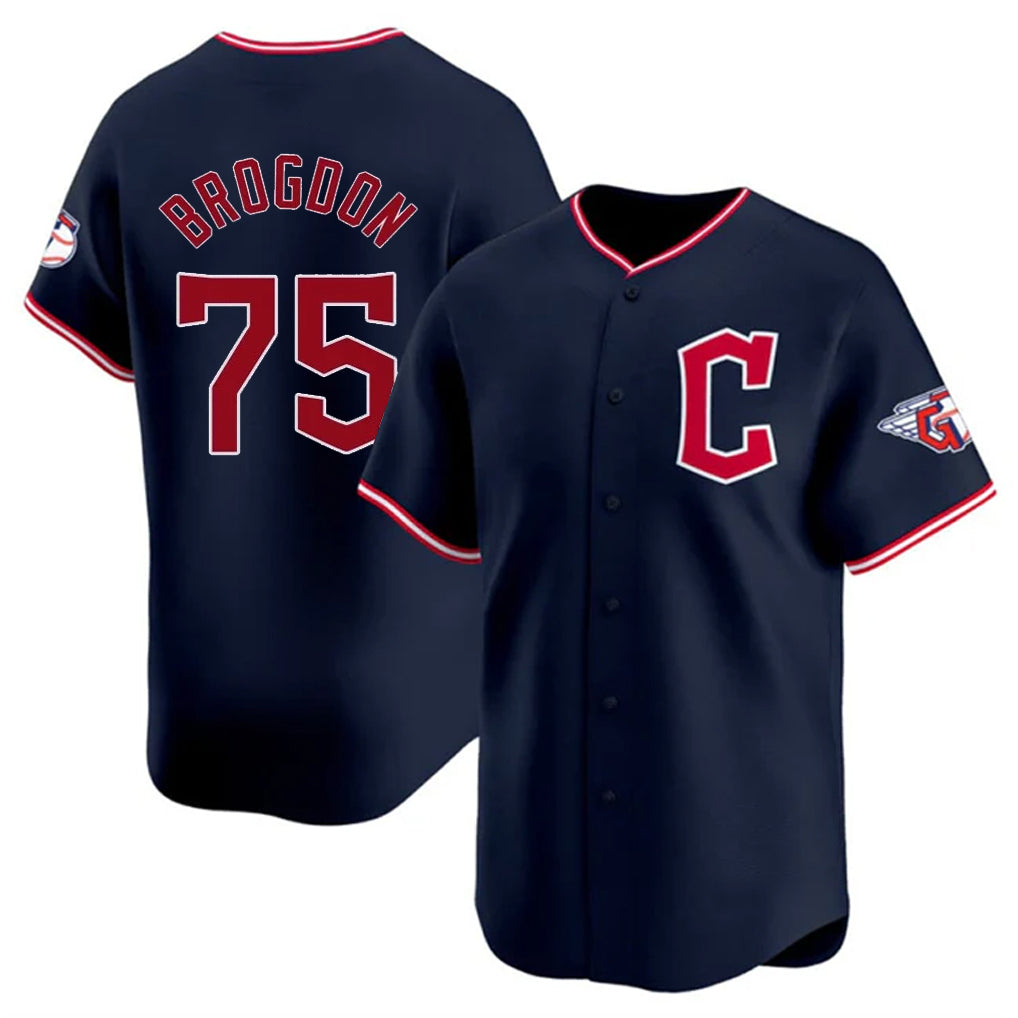 Cleveland Guardians #75 Connor Brogdon Player Navy CONTON Limited Home Stitched Jerseys