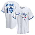 Toronto Blue Jays #19 Jose Bautista White CONTON Home Retired Player Replica Jersey