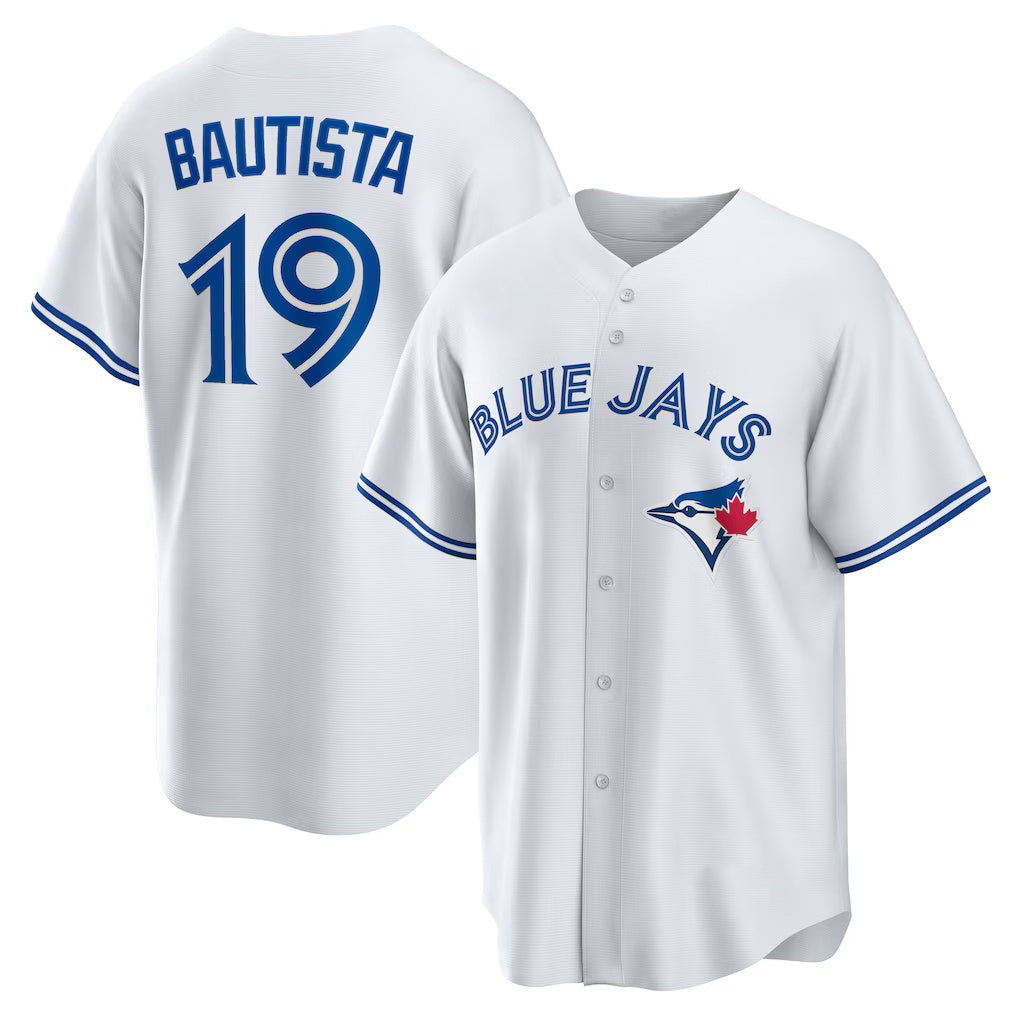 Toronto Blue Jays #19 Jose Bautista White CONTON Home Retired Player Replica Jersey