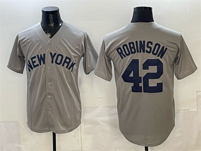 New York Yankees #42 Jackie Robinson Grey CONTON Stitched Jersey