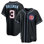 Chicago Cubs #3 Alex Bregman Player Black CONTON Fashion Out Game Stitched Jerseys