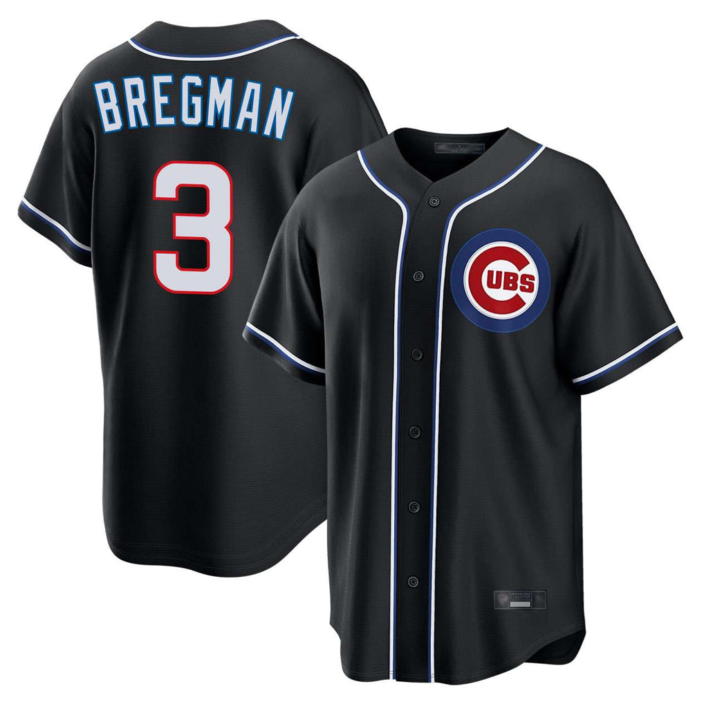 Chicago Cubs #3 Alex Bregman Player Black CONTON Fashion Out Game Stitched Jerseys