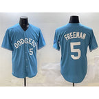 Los Angeles Dodgers #5 Freddie Freeman Light Blue CONTON Limited Stitched Jersey