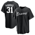 Atlanta Braves #31 Greg Maddux Player Black CONTON Home Game Stitched Jerseys